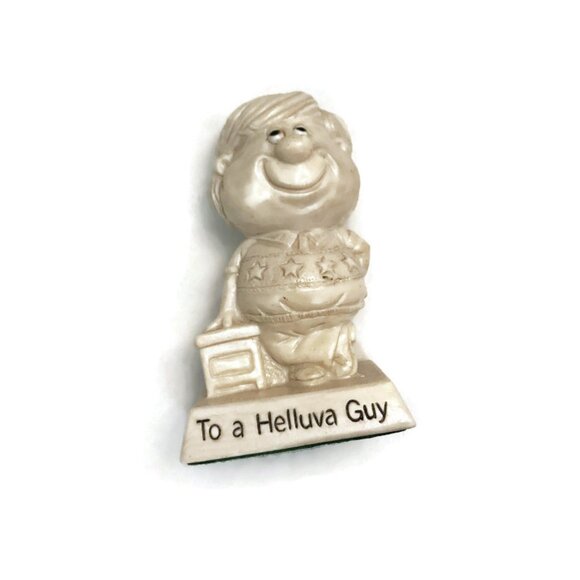 Vintage 70s Russ & Wallace Berrie Figurine To a Helluva Guy Novelty Gift - Picture 2 of 7